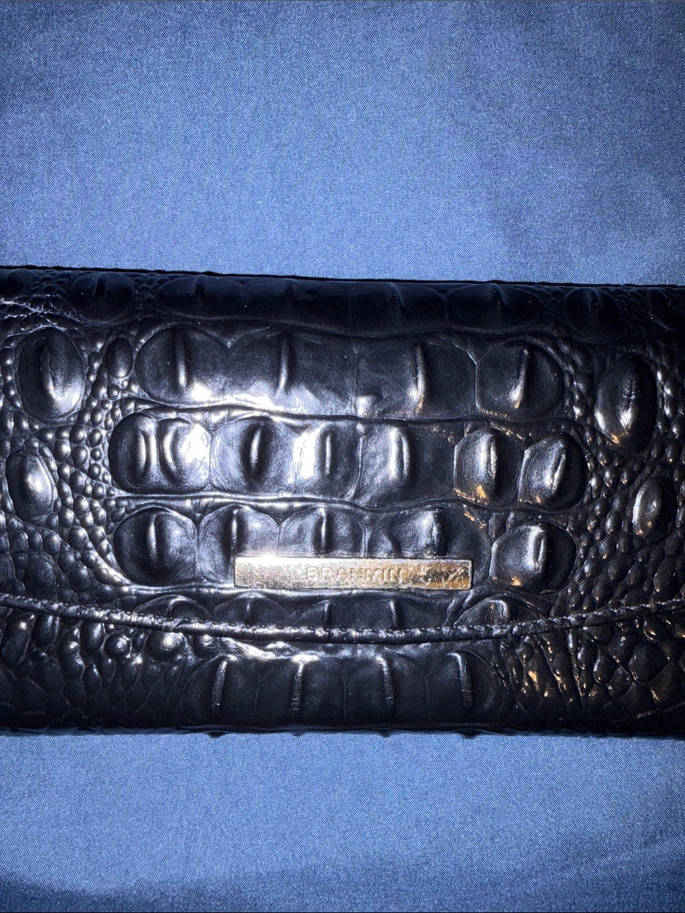 Brahmin Black Croc-Embossed Clutch with Gold Hardware - Picture 9 of 10